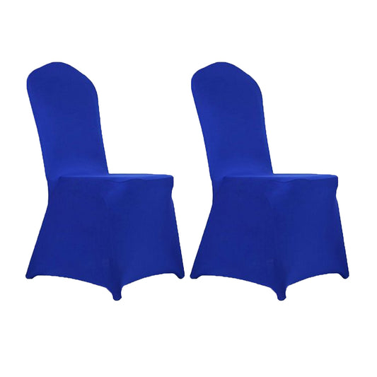 2Pcs Stretch Solid Colour Chair Cover for Wedding Party Decoration -Blue