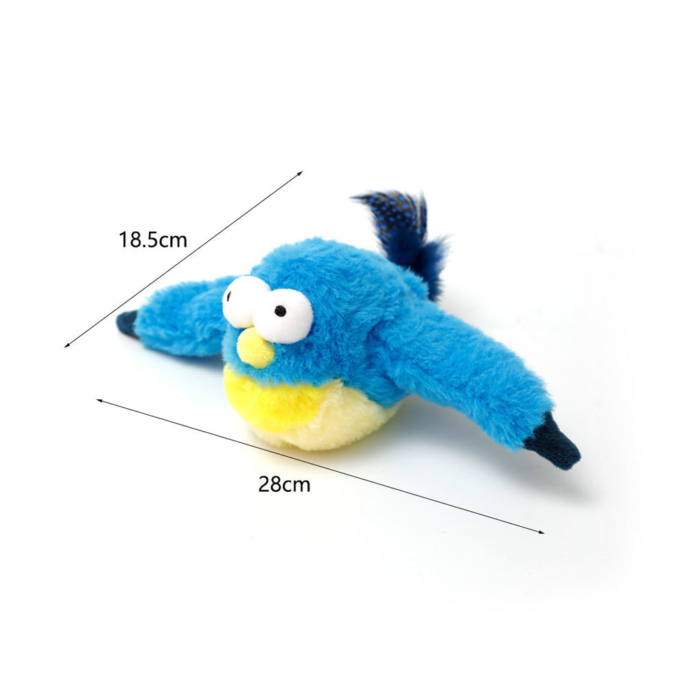 Cat Squeaky Toys Rechargeable Interactive Cat Toy Touch Activated Kitten Plush Pet Toys Blue