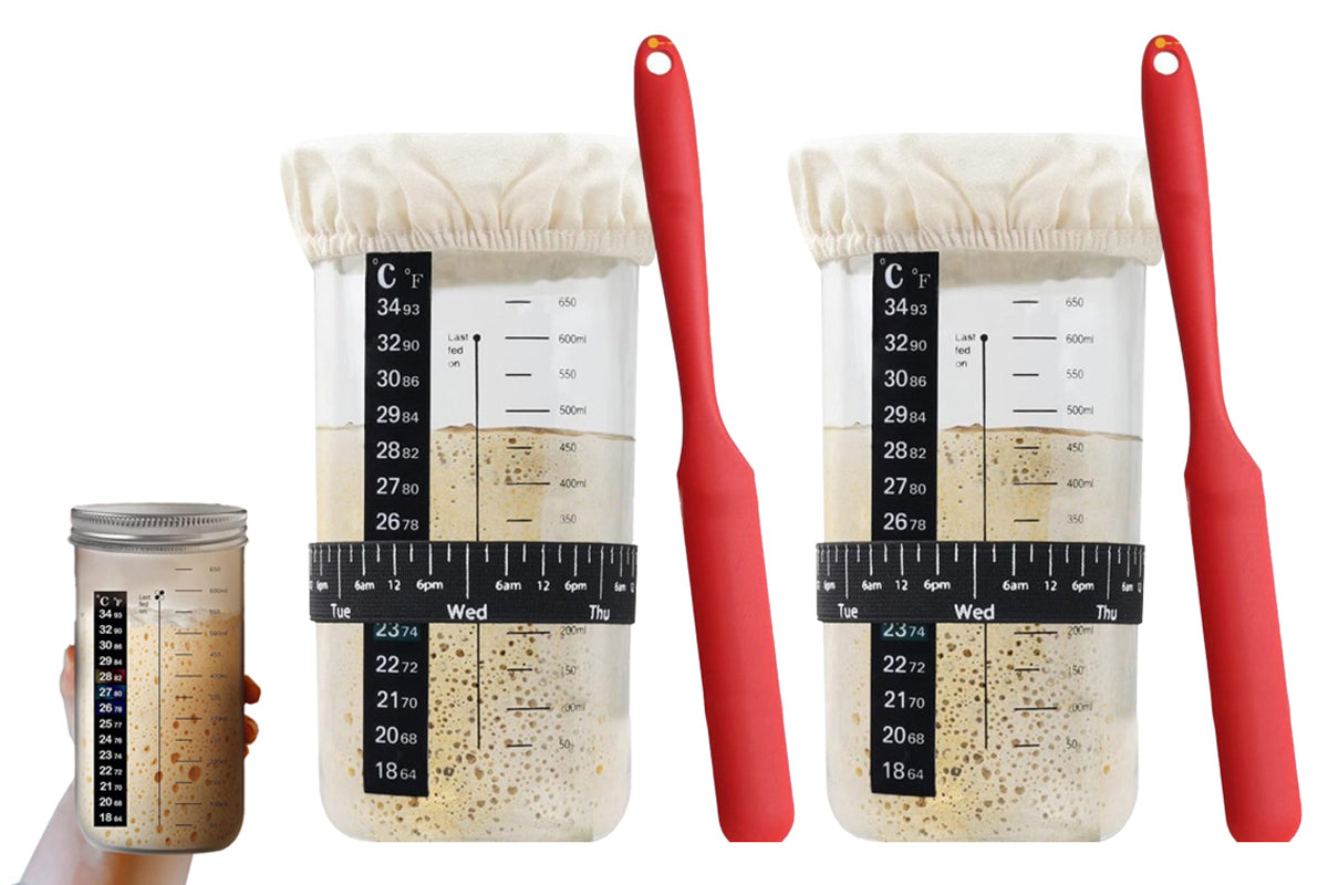 2Pcs 24OZ Sourdough Bread Proofing Jar Set Baking supplies For Beginners