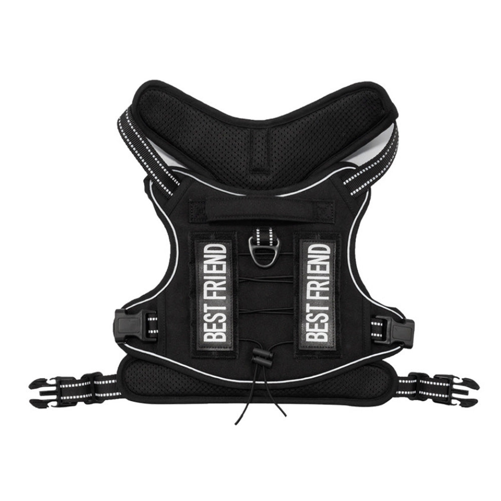 Tactical Dog Harness with Reflective Pet No Pull Adjustable Military Vest for Walking Training Black