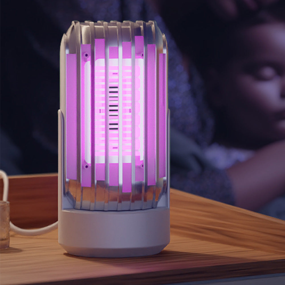 2-in-1 Electric Mosquito Zapper Lamp USB Powered Mosquito Killer Night Light White