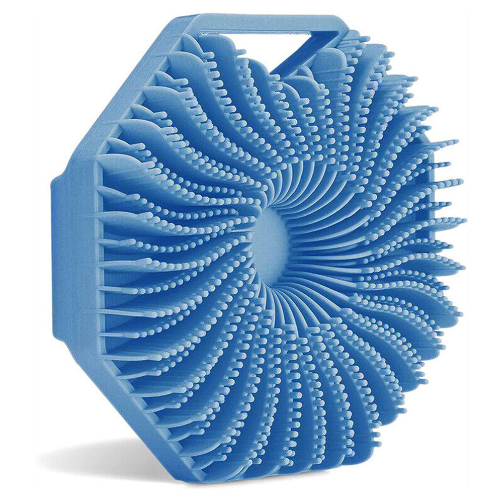Silicone Body Scrubber Exfoliating Shower Brush with Anti-Slippery Handles Bathing Tool Blue