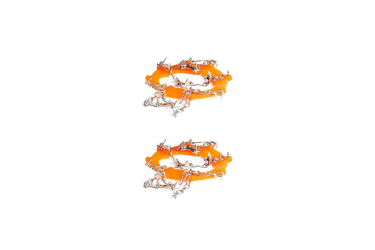 2 Piece Traction Cleats Ice Snow Grips with 10 Stainless Steel Spikes - Orange