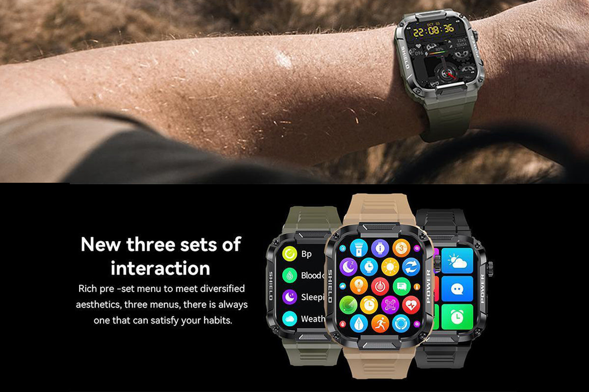 Smart Watch Touch Screen Sports for Men Heart Rate Monitor-Yellow