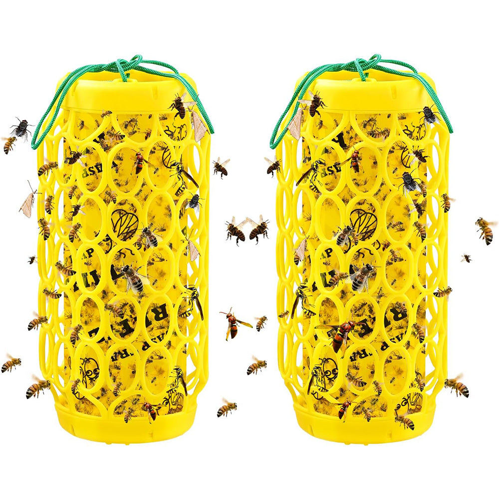 2 Pack Wasp Trap with 8 Stickers Outdoor Hanging Reusable Yellow Jacket Catcher