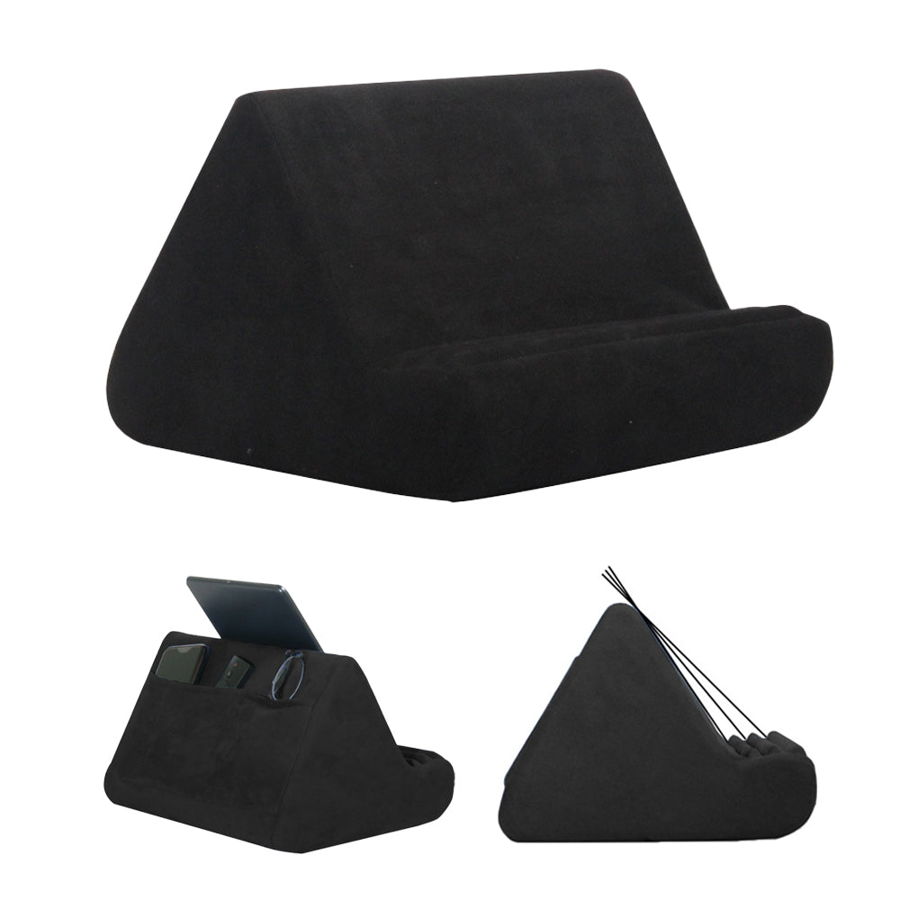 Multi-Angle Tablet Holder Compatible with iPads Lazy Holder Stand for Bed and Desk with 2 Pockets Black