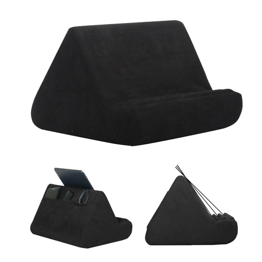 Multi-Angle Tablet Holder Compatible with iPads Lazy Holder Stand for Bed and Desk with 2 Pockets Black