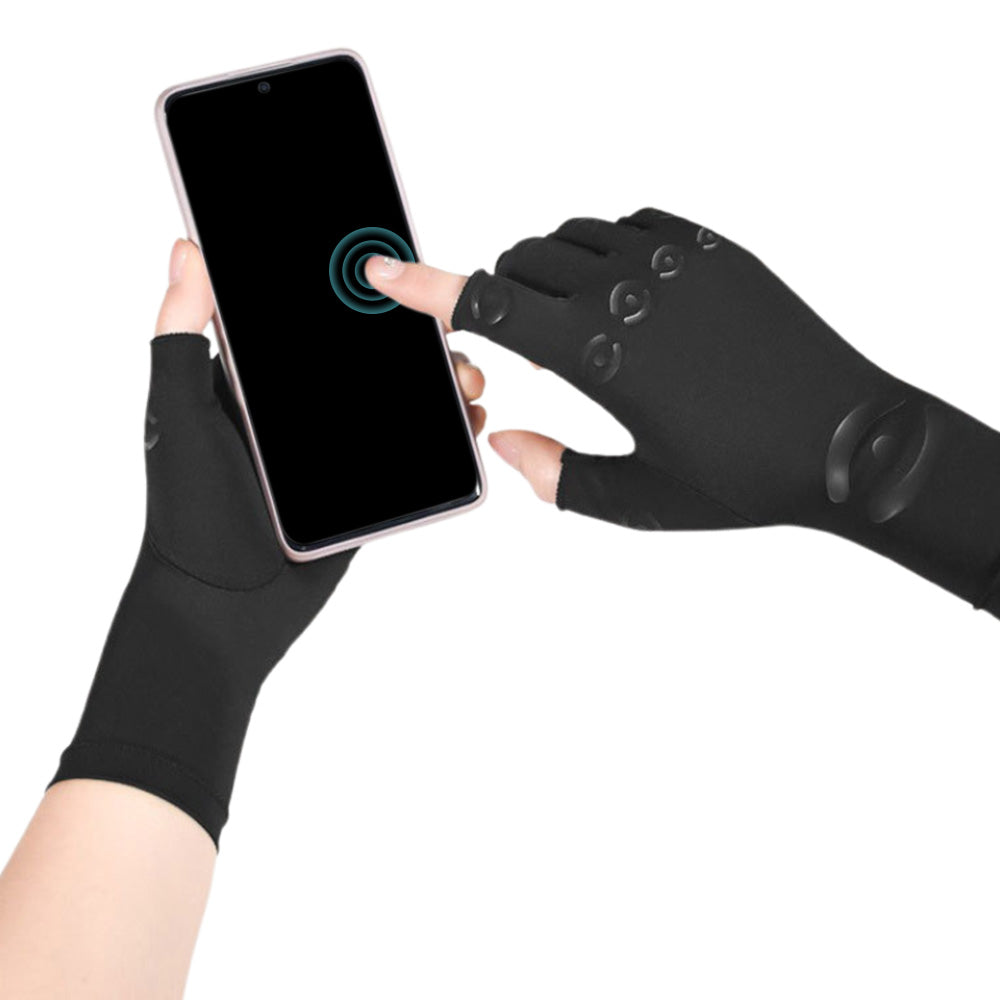 Half Finger Compression Gloves ââ‚?Carpal Tunnel & Joint Support for Typing Black