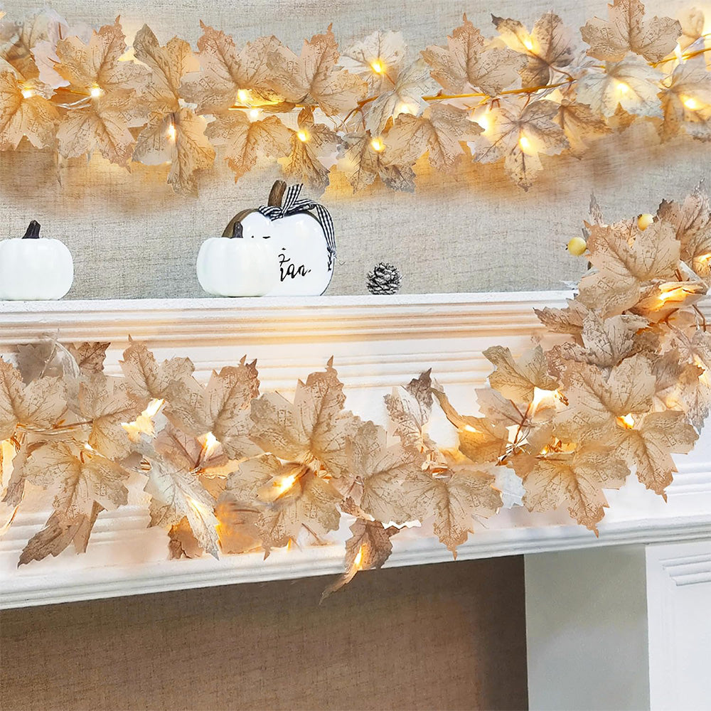 LED Maple Leaves Garland with Lights ¨C Fall Decorations for Home and Christmas