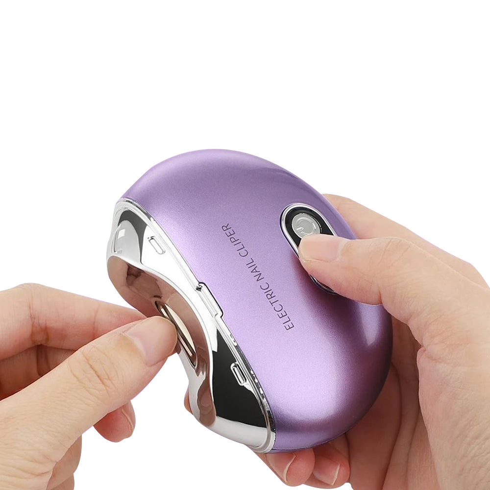 Electric Nail Clipper with Power Display Safe Automatic Nail Trimmer Manicure Tool Purple
