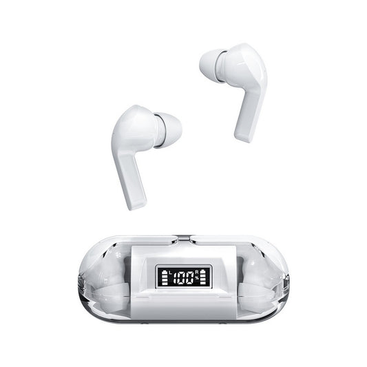 True Wireless Bluetooth Earphones In-ear Transparent Case LED Display Hearing Aid Mini Headphones Earbuds -White