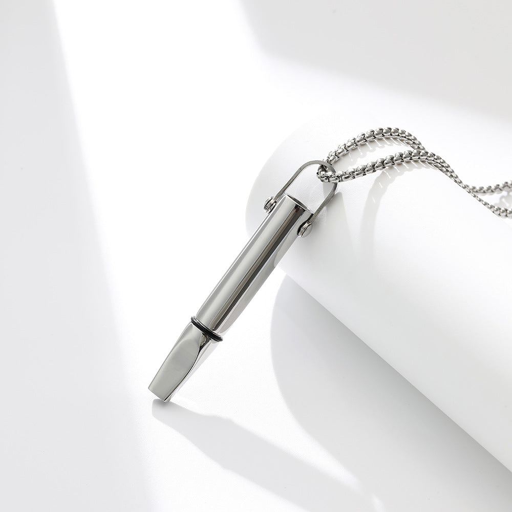 Mindfulness Breathing Necklace Stress Relief Pendant Stainless Steel Anxiety Breathe Necklace Silver