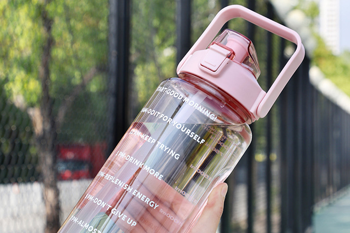 Food Grade Plastic Cup Transparent Drinking Water Bottle 2000ml-Pink