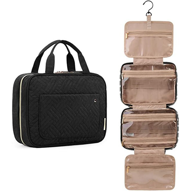Hanging wash Bag Portable Cosmetic Bag with Hanging Hook -Black