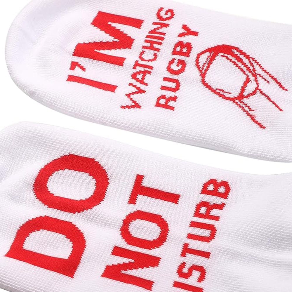 Pair of I'M WATCHING Unisex RUGBY Rugby Socks for Football Lover White