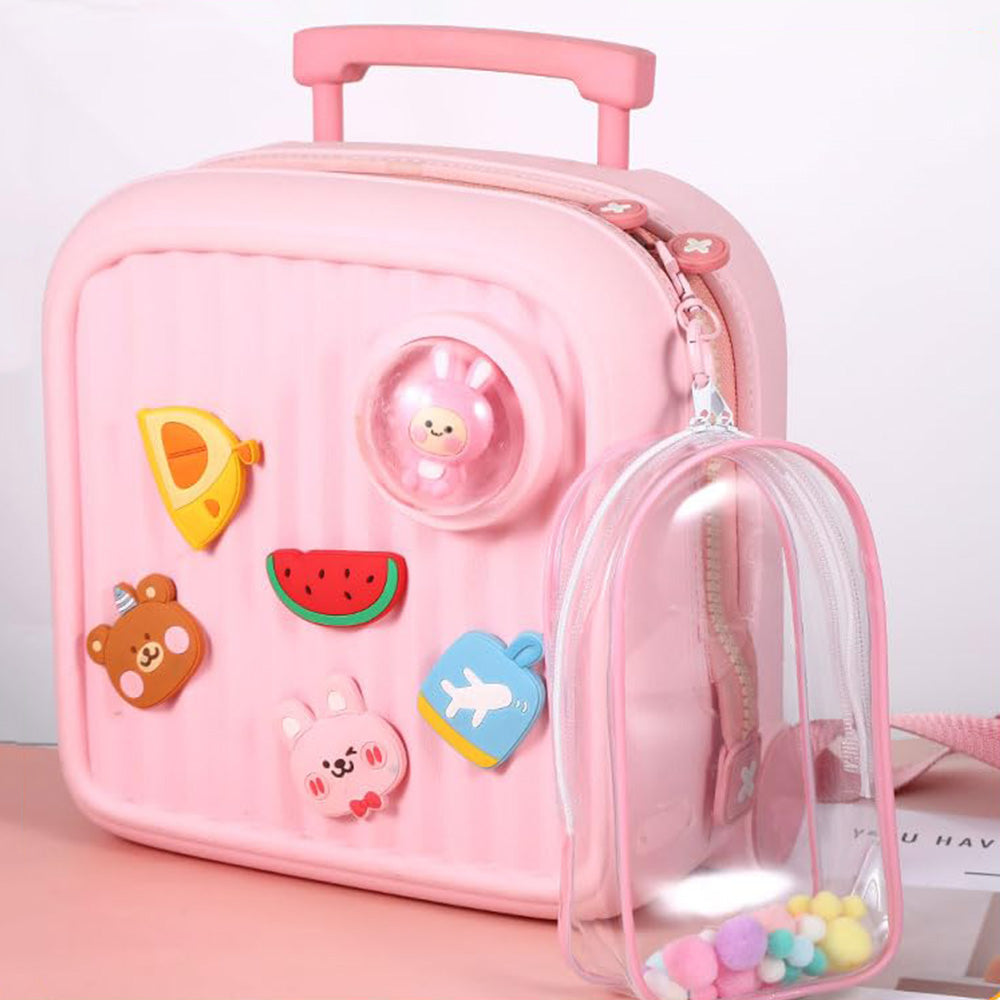 Transparent Carrier Bag Set for 15/17cm Labubu Doll Storage Case Pink