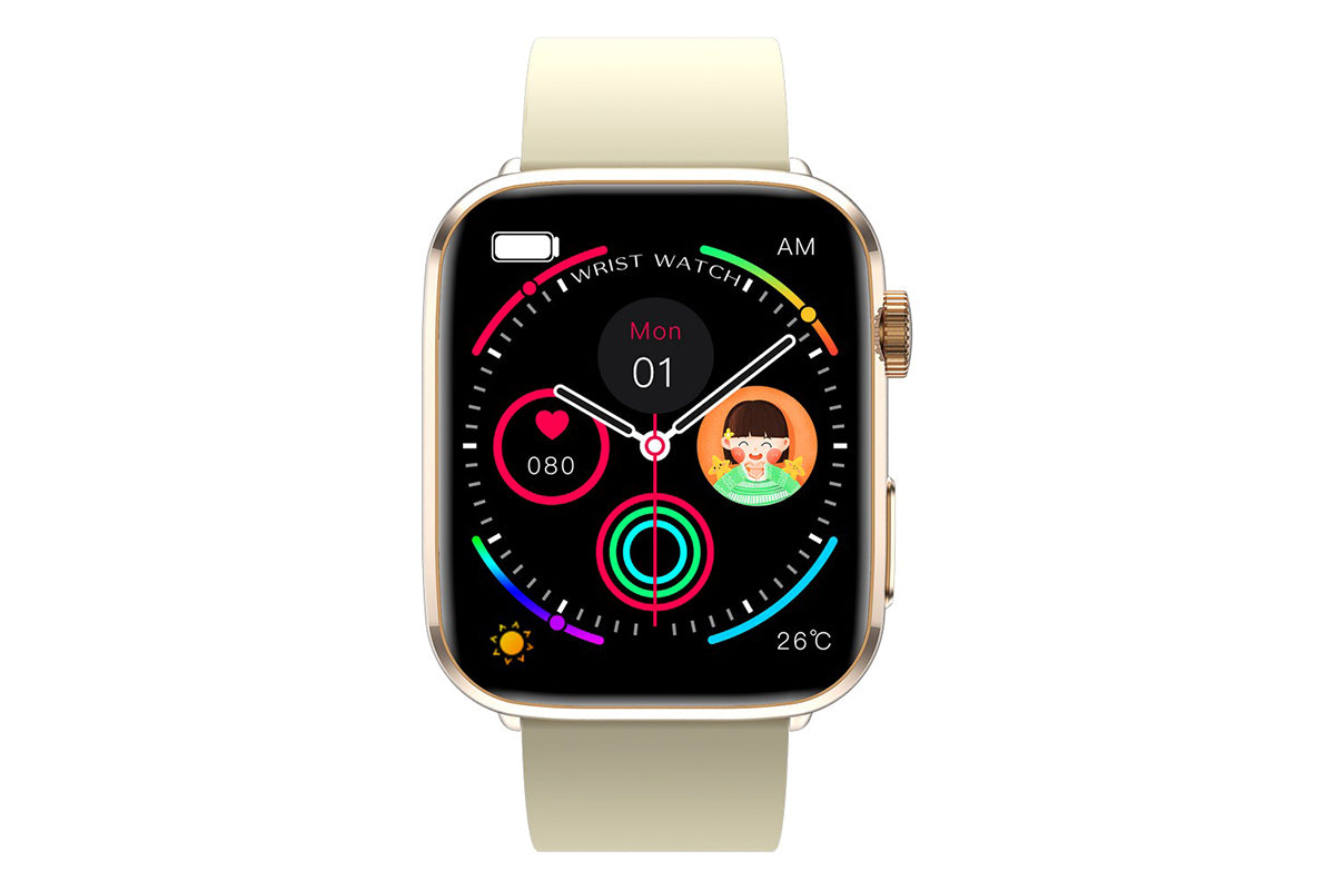 Smart Watch 1.85-Inch Fitness Watch with Heart Rate Noninvasive Blood Sugar Monitor HRV Detection Body Temperature SOS Call Activity Tracker-Yellow