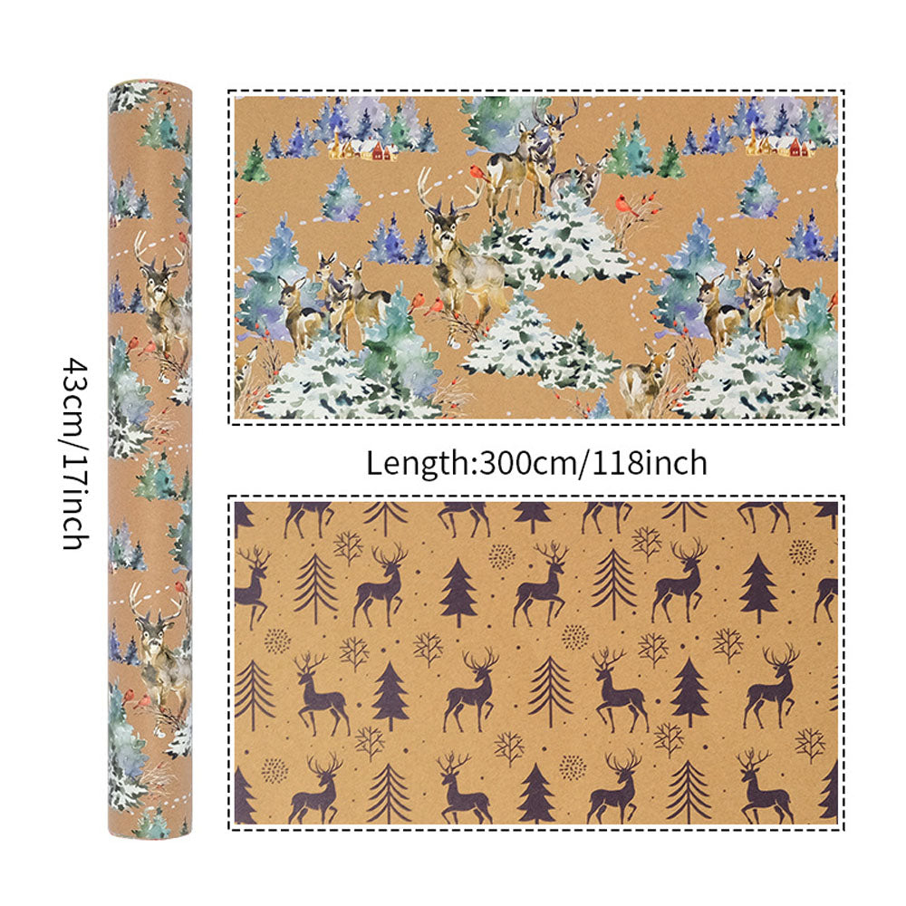 2 Pack Double Sided Christmas Wrapping Paper 4 - Reindeer