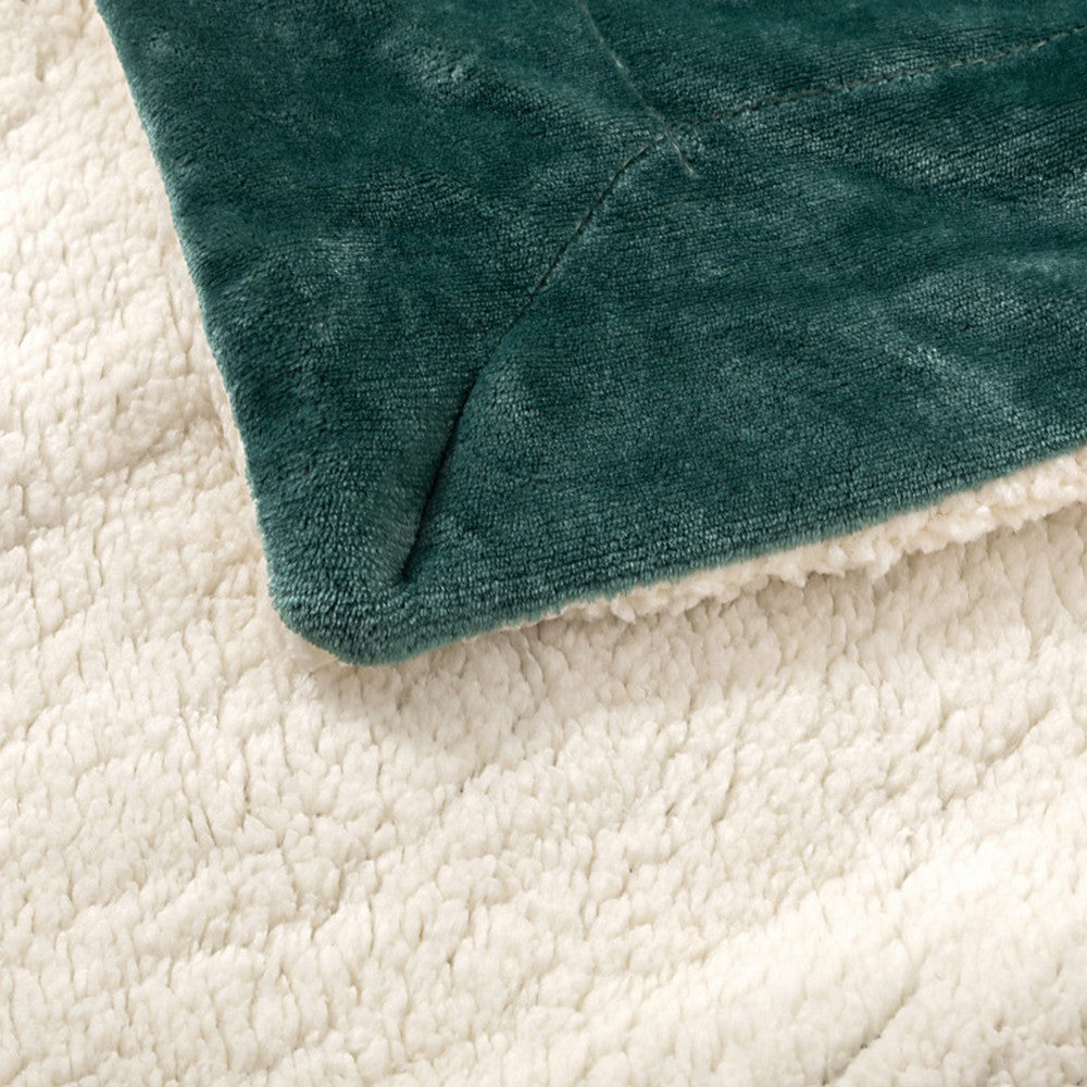 Soft Double-Sided Throw Blanket  Fuzzy Warm Reversible Blanket for Couch Bed Sofa Green
