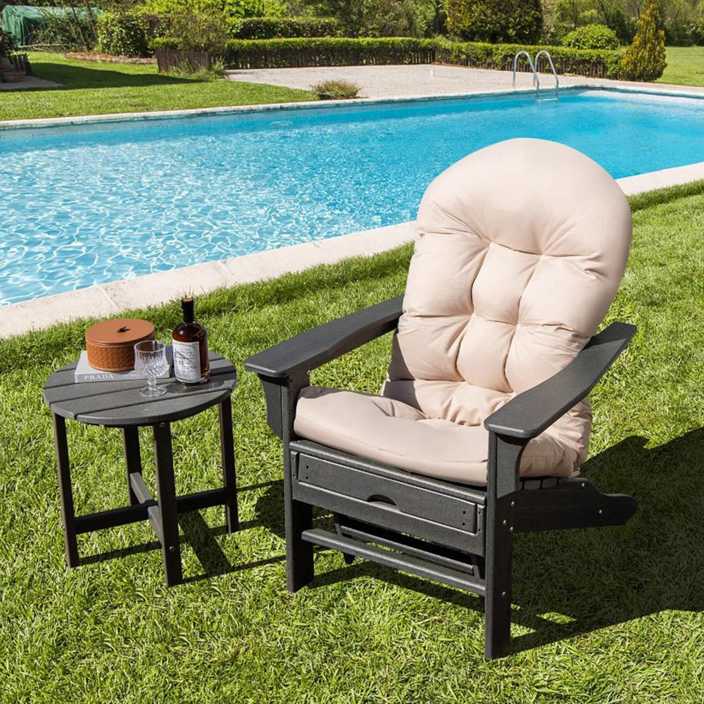 Patio Adirondack Chair Cushion High Back Rocking Chair Seat Pad with Ties Beige