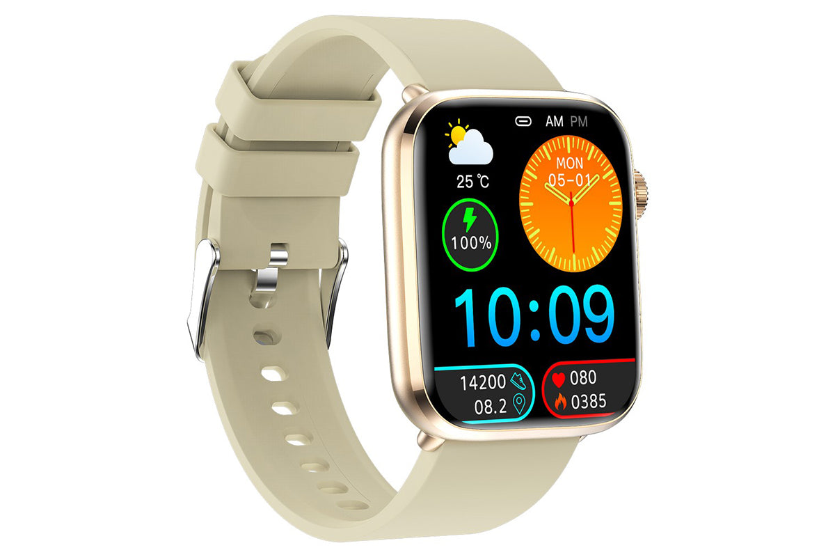 Smart Watch 1.85-Inch Fitness Watch with Heart Rate Noninvasive Blood Sugar Monitor HRV Detection Body Temperature SOS Call Activity Tracker-Yellow
