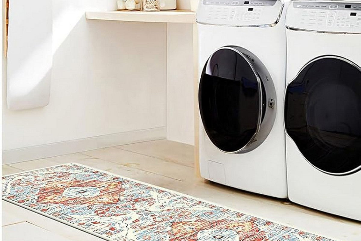 2Pcs Boho Anti-Fatigue Kitchen Mats Non-Slip Cushioned for Kitchen Sink Laundry -Blue