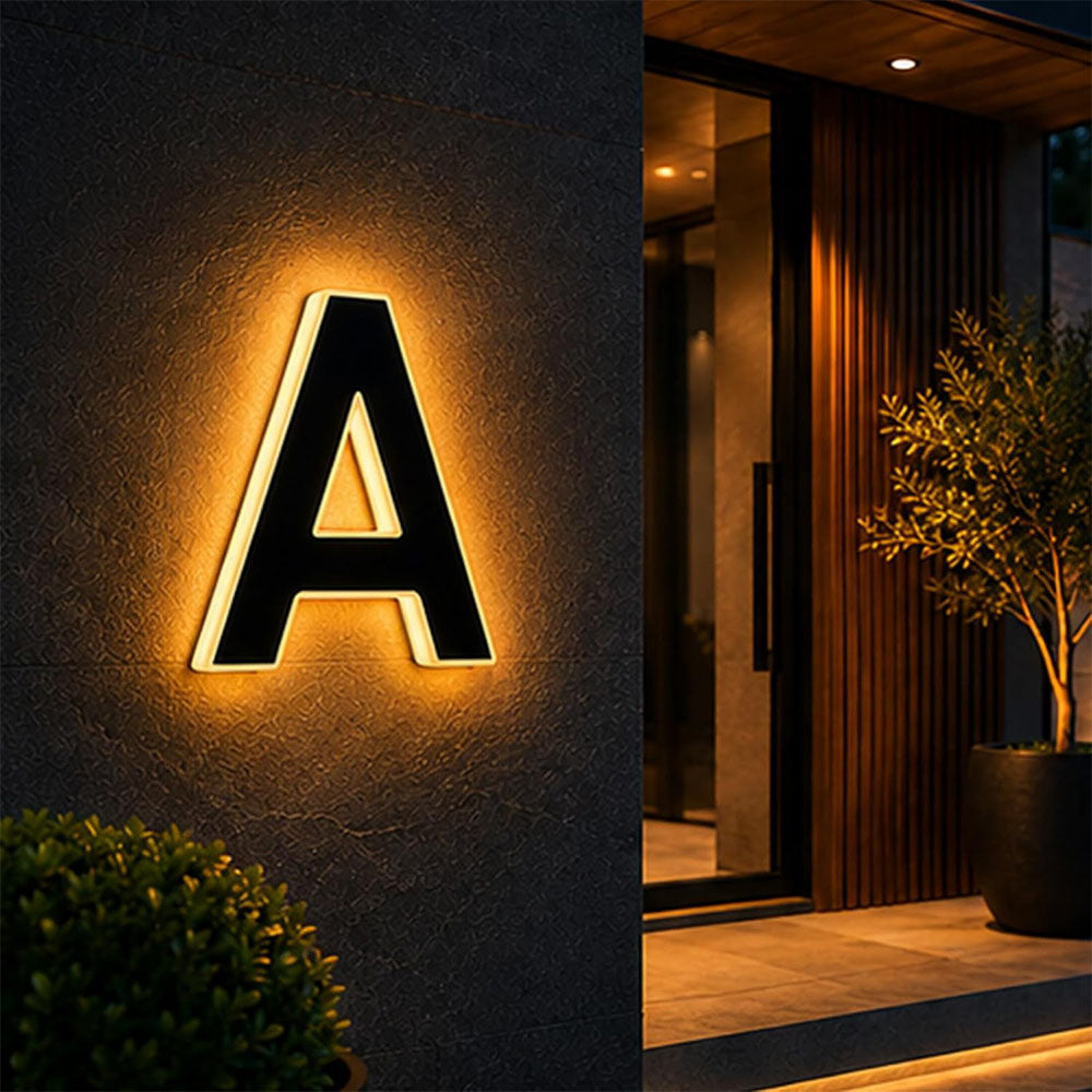 Solar Illuminated Address Sign with Light -A