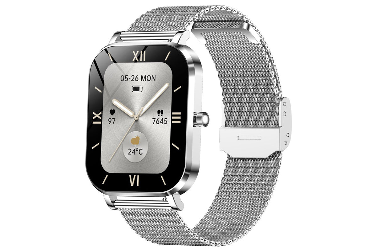 Smart Watch Bluetooth Call Make Calls Musics Fitness Tracker Heart Rate Sleep Monitor -Silver