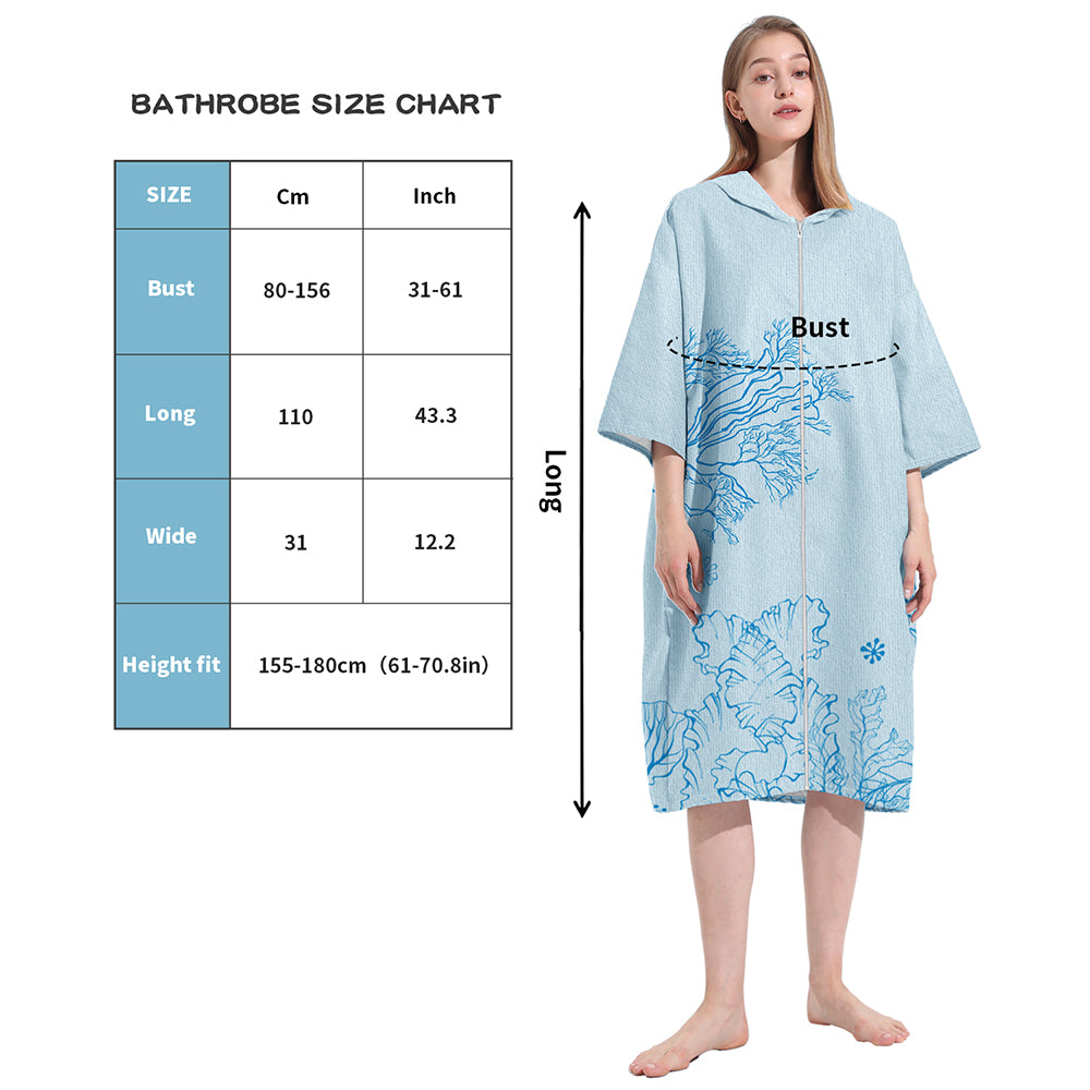 Unisex Hooded Towel Poncho Swim Parka for Adults - Coral Turtle