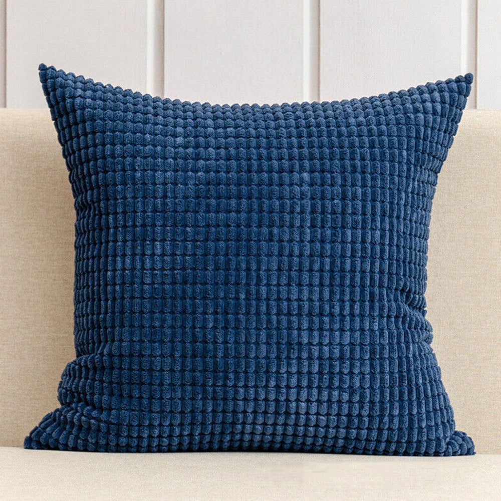 2Pcs Corduroy Throw Pillow Cover Sofa Lounge Cushion Cover Home Decor Navy