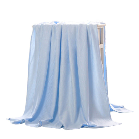 Breathable Summer Blanket Waffle Throw Blanket Air Conditioning Blanket Light Blue
