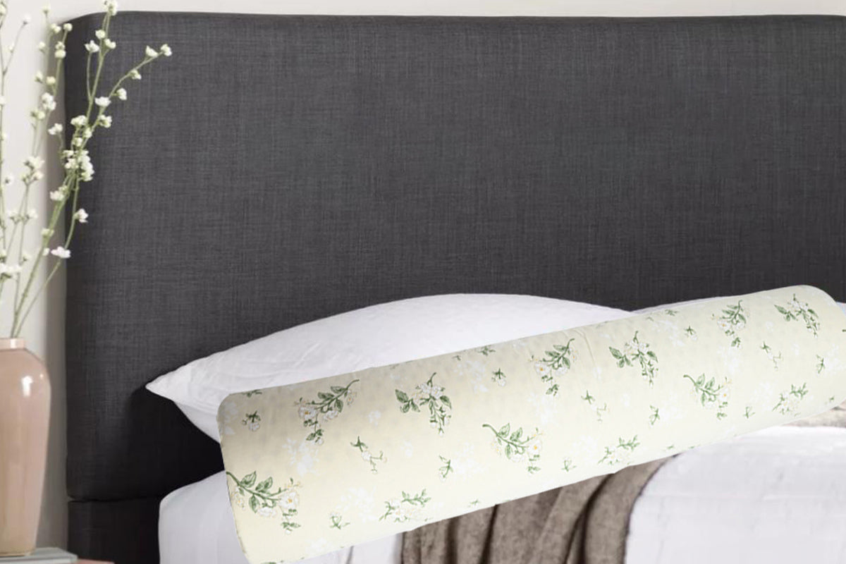 Natural Latex Body Pillow Springy Long Leg Pillow Cover Included for Sleeping-Floral Print