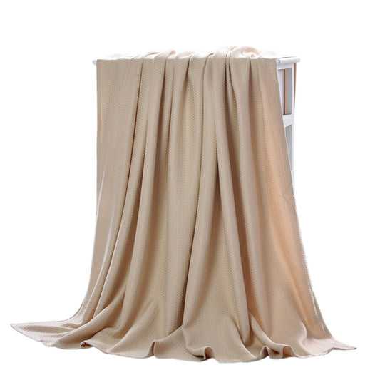Breathable Summer Blanket Waffle Throw Blanket Air Conditioning Blanket Camel