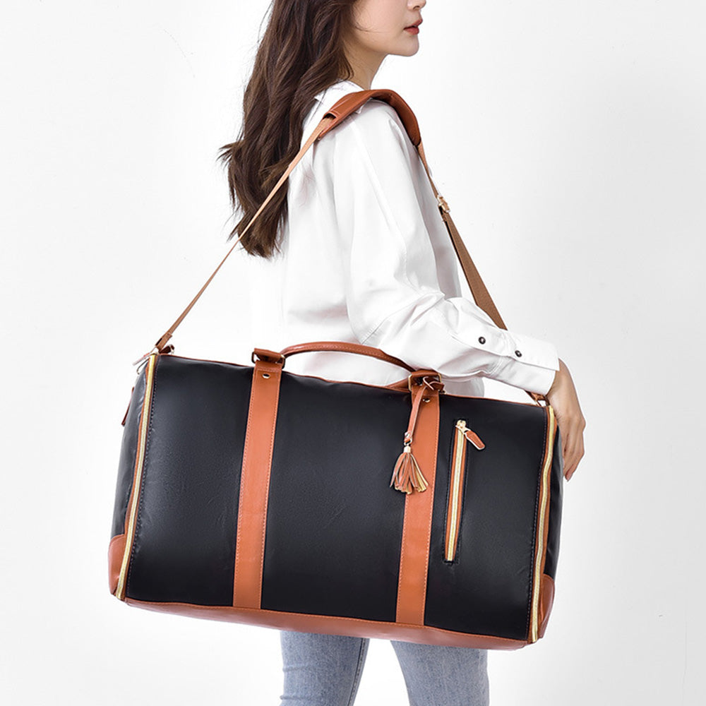 Foldable Duffel Bag Travel Garment Bag with Mini Pocket Black