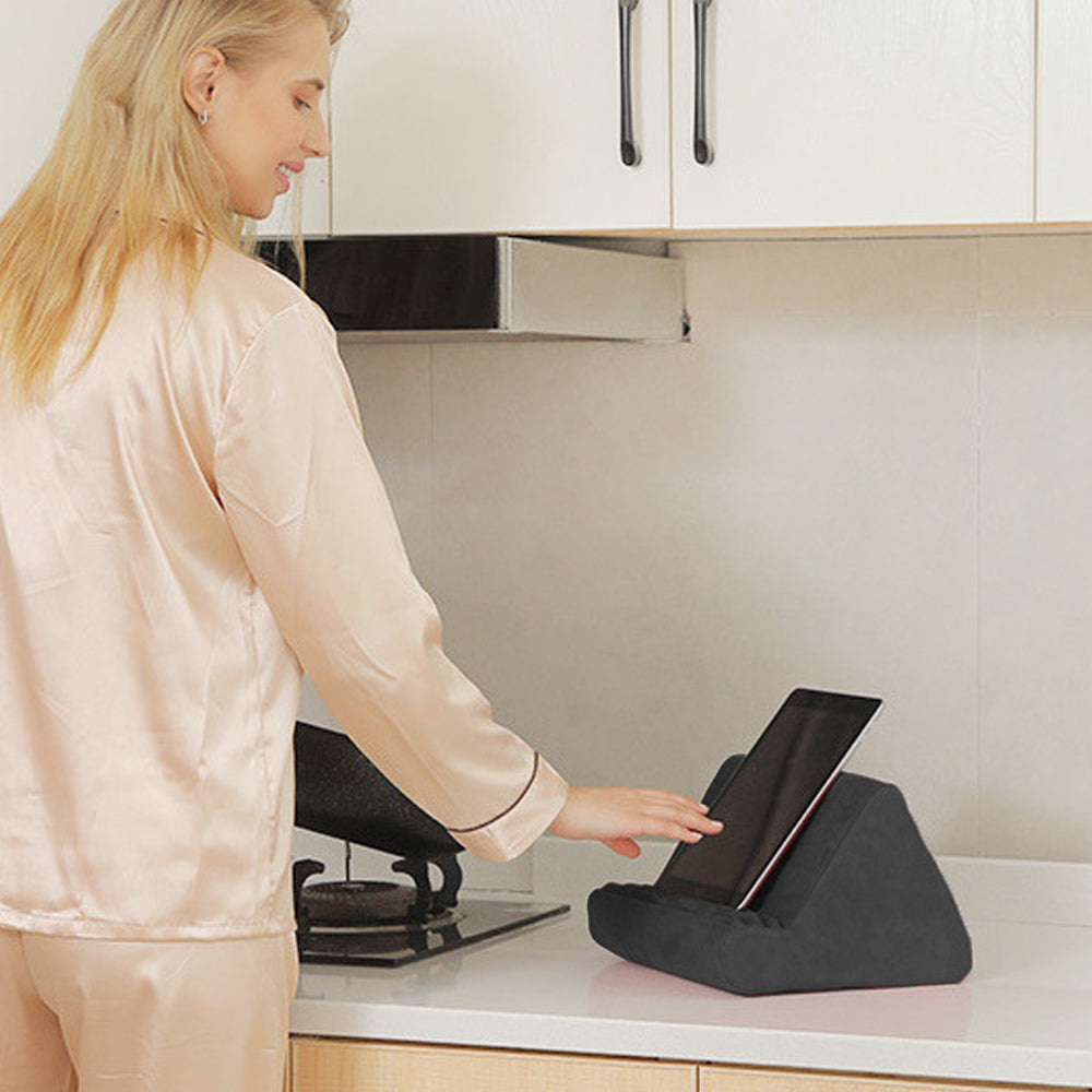 Multi-Angle Tablet Holder Compatible with iPads Lazy Holder Stand for Bed and Desk with 2 Pockets Black