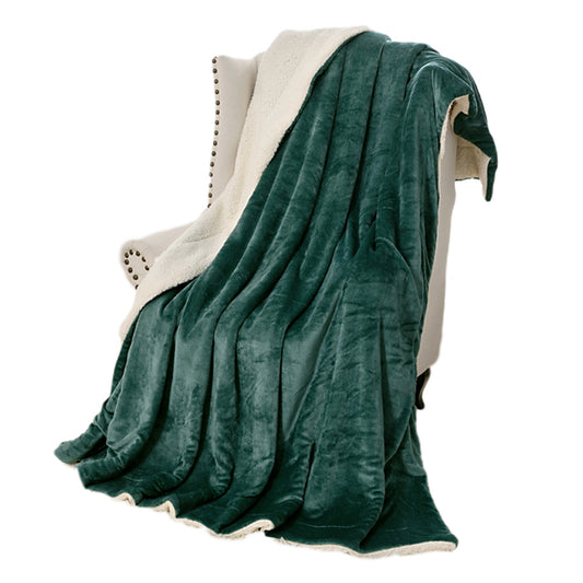 Soft Double-Sided Throw Blanket  Fuzzy Warm Reversible Blanket for Couch Bed Sofa Green