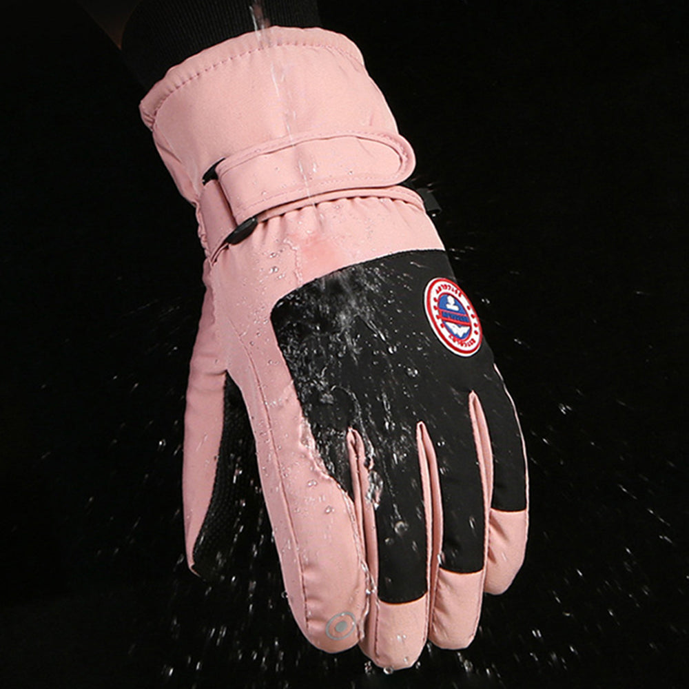Pair of Touch Screen Sports Gloves Winter Warm Mittens Non-slip Ski Gloves Pink