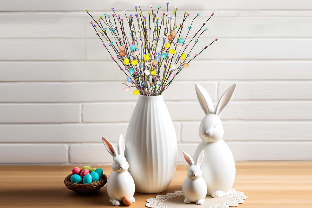 Artificial Easter Spray Vine with Pastel Easter Eggs and Berries for Home Decor