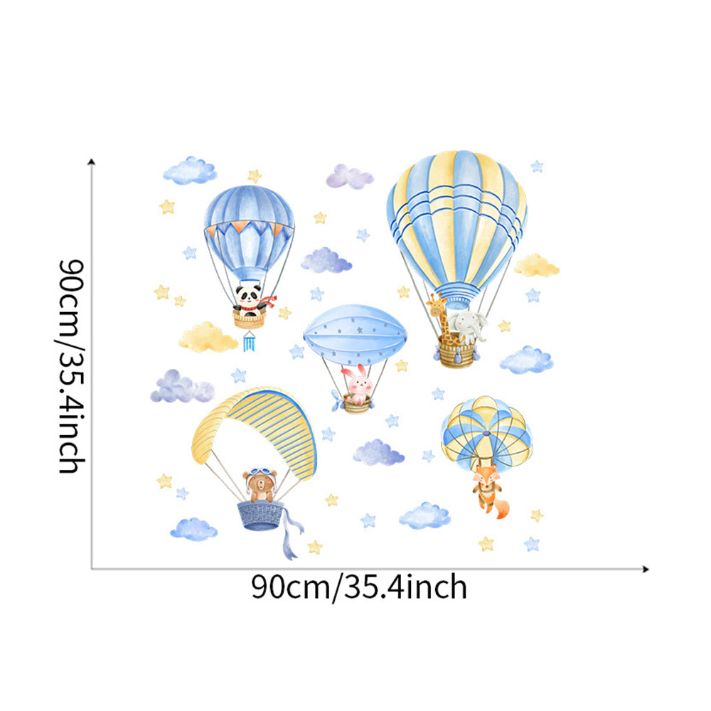 Cartoon Animal Wall Decals Colorful Hot Air Balloon Wall Decals Cute Animal Wall Stickers