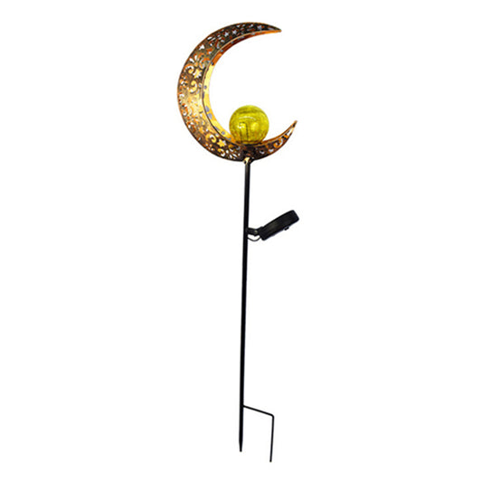 Outdoor Solar Garden Metal Moon Flame Art Lights -Moon
