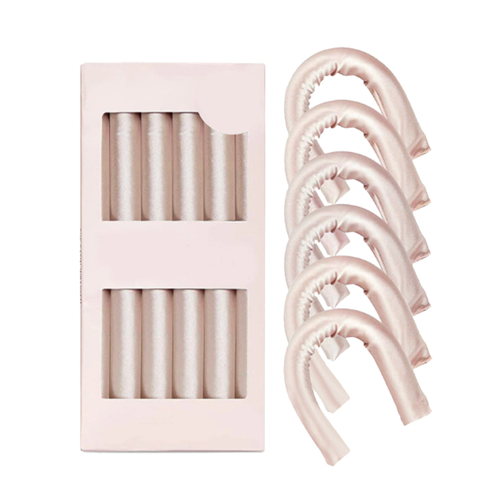 6Pcs Set Heatless Hair Curlers Flexible Hair Curling Rods Overnight Curls Hair Styling Tools Champagne