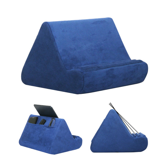 Multi-Angle Tablet Holder Compatible with iPads Lazy Holder Stand for Bed and Desk with 2 Pockets Blue