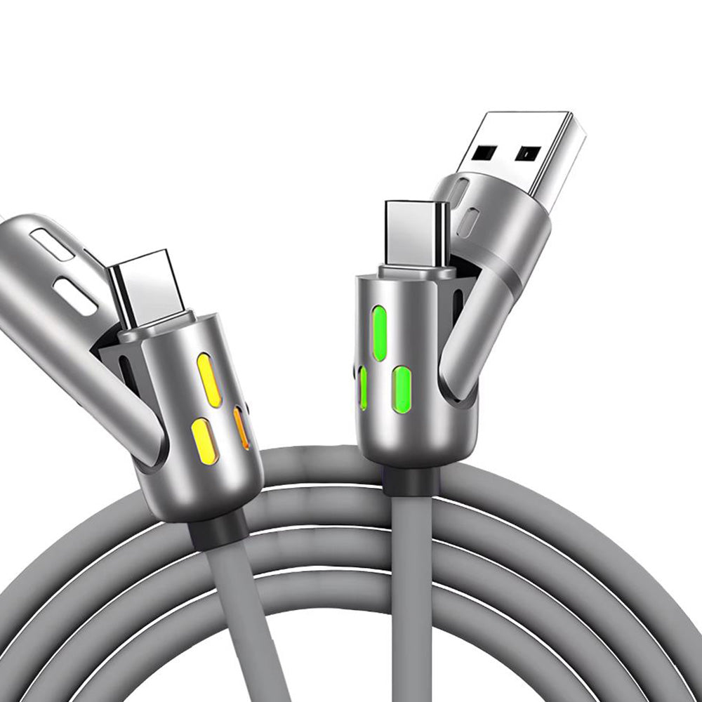 240W 4 in 1 Charging Cable For Apple Android Lightning Cable USB Type-C Gray