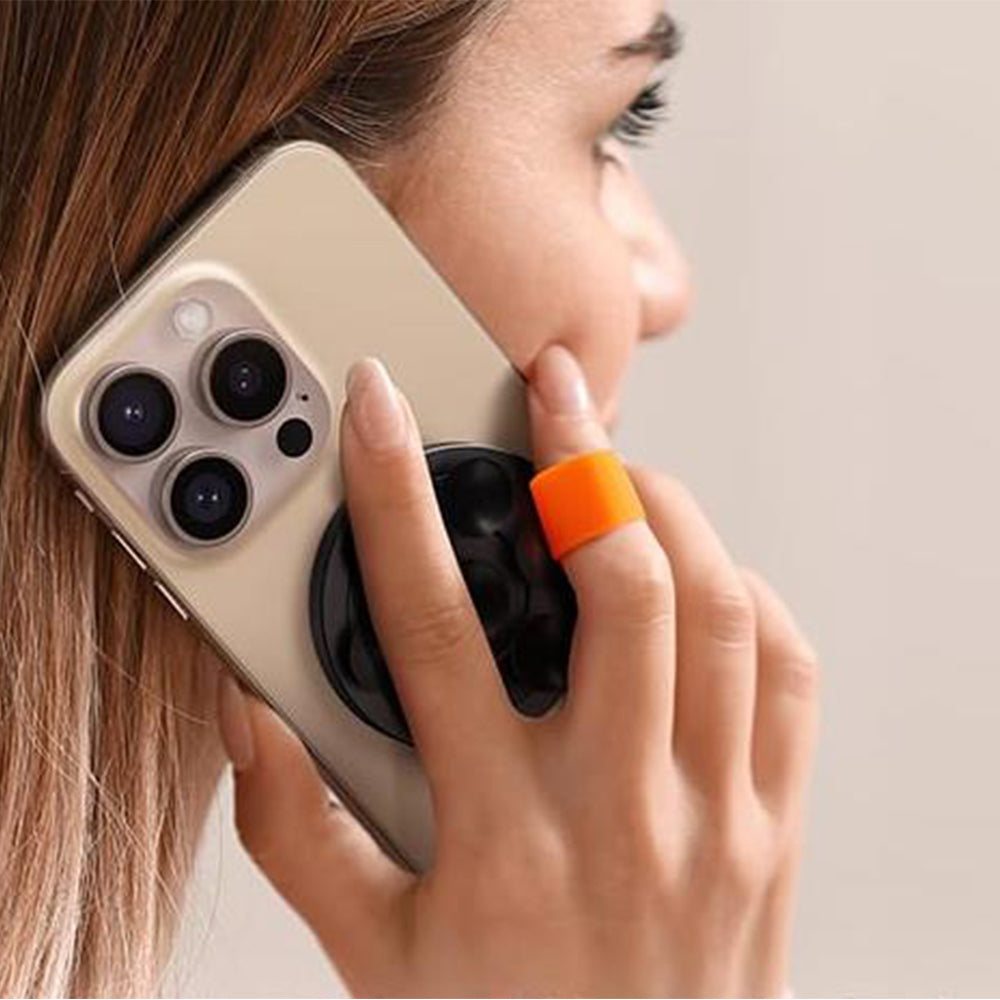 Suction Cup Phone Case Mount Magnetic Phone Grip Holder Stand for Selfies Videos Recording Orange