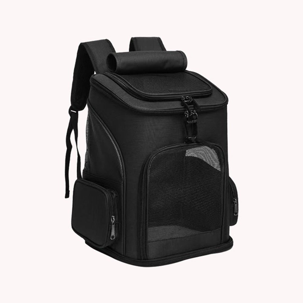 Expandable Cat Backpack Carrier Breathable Large Comfort Space for Small Pet Black