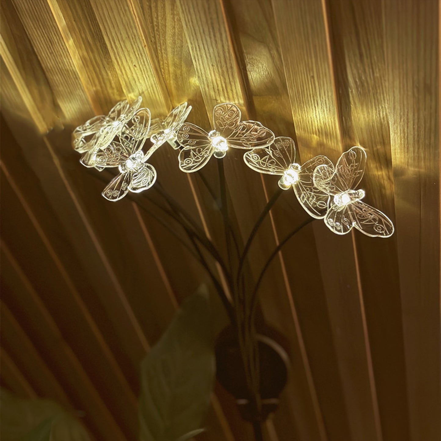 2Pcs Solar Lights Outdoor Garden 6LED Butterfly Landscape Stake Lights -Warm White