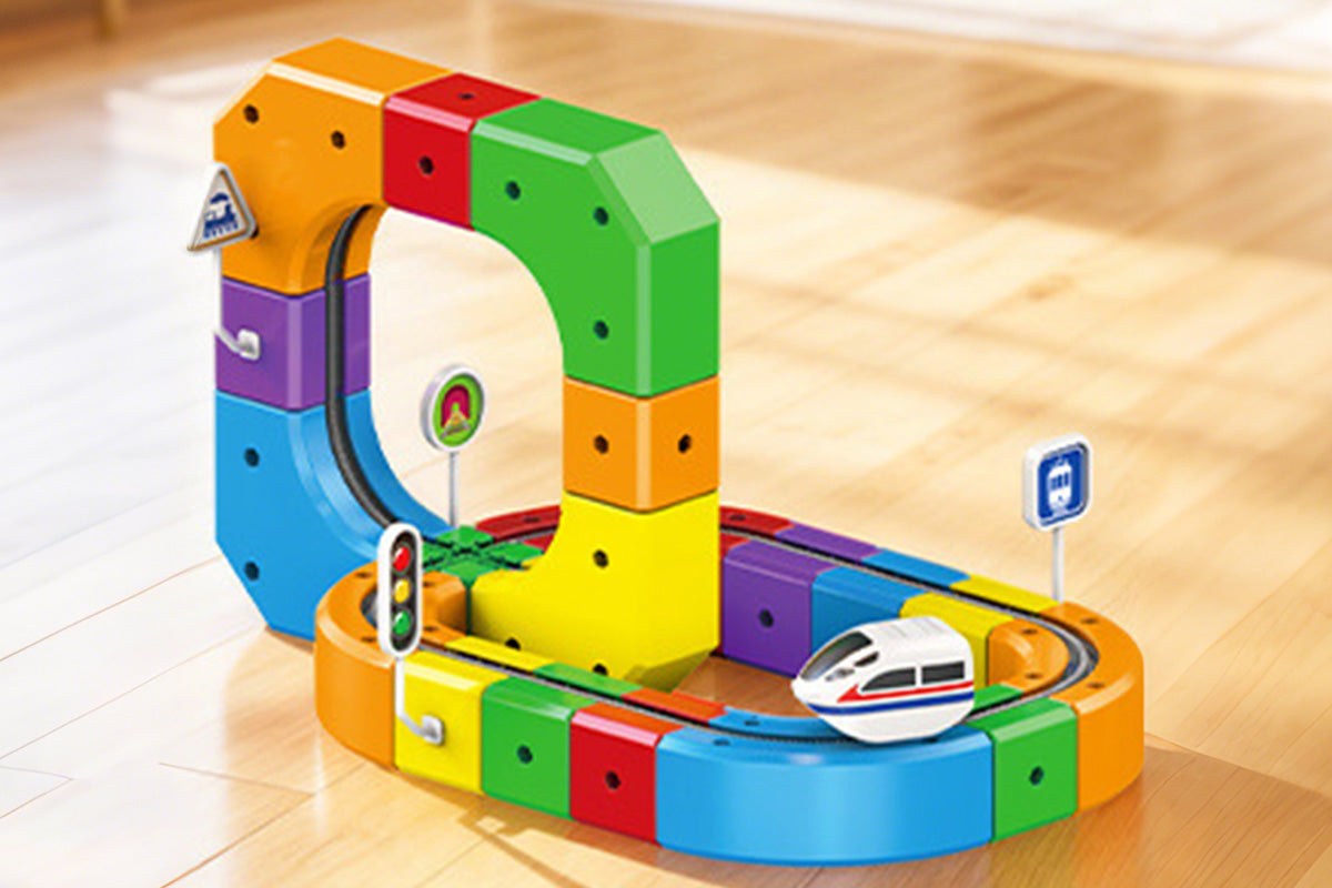 51Pcs Set Building Block Electric Train Set with Upside Down Racing