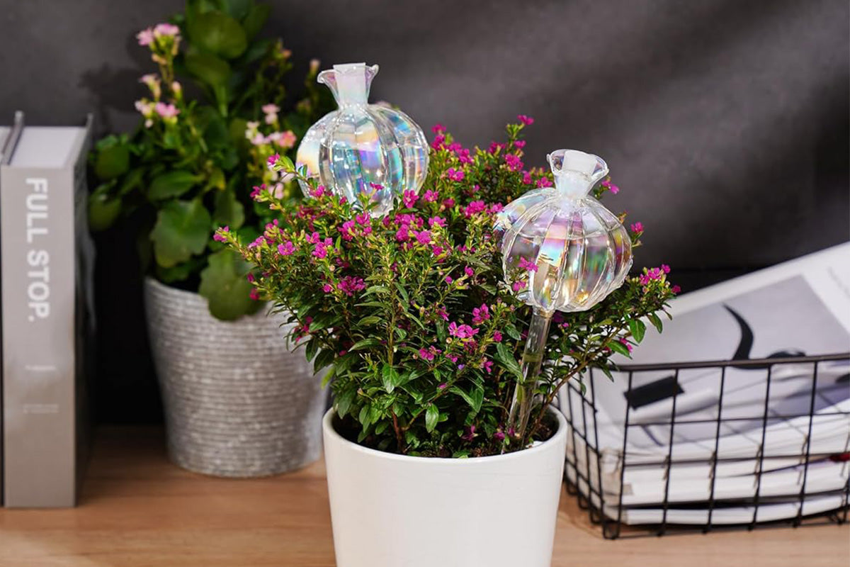 4Pcs Self Watering Globes Automatic Plant Watering Stakes for Indoor Outdoor Potted Plants-Iridescent