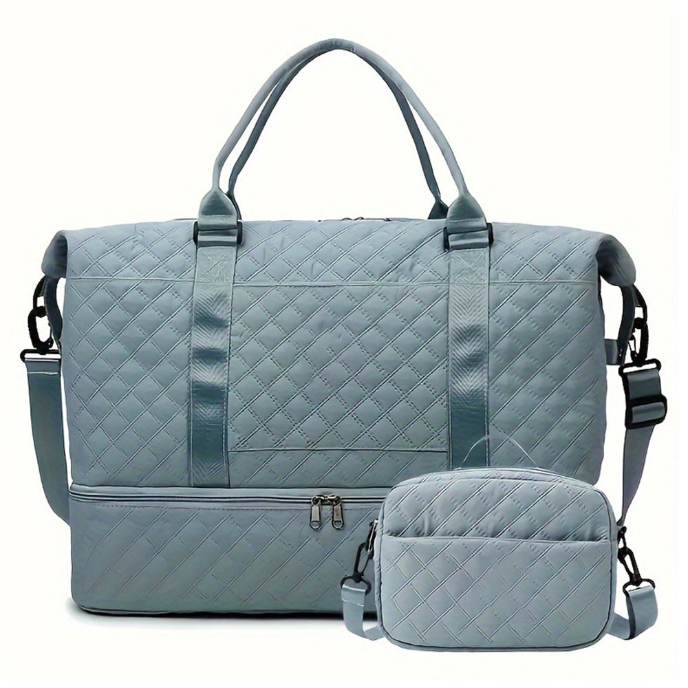 2Pcs Travel Bag Set Duffel Bag with Toiletry Bag Turquoise