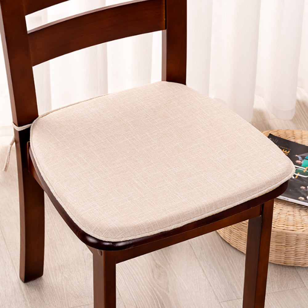 Chair Cushion with Ties Removable Chair Pad for Dining Chair Beige